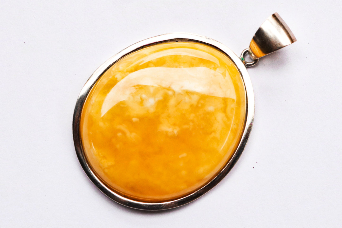 Baltic Amber Pendant Butterscotch Yolk Large Natural Untreated Unisex Jewelry 2.68" 22.4 gram 925 Silver