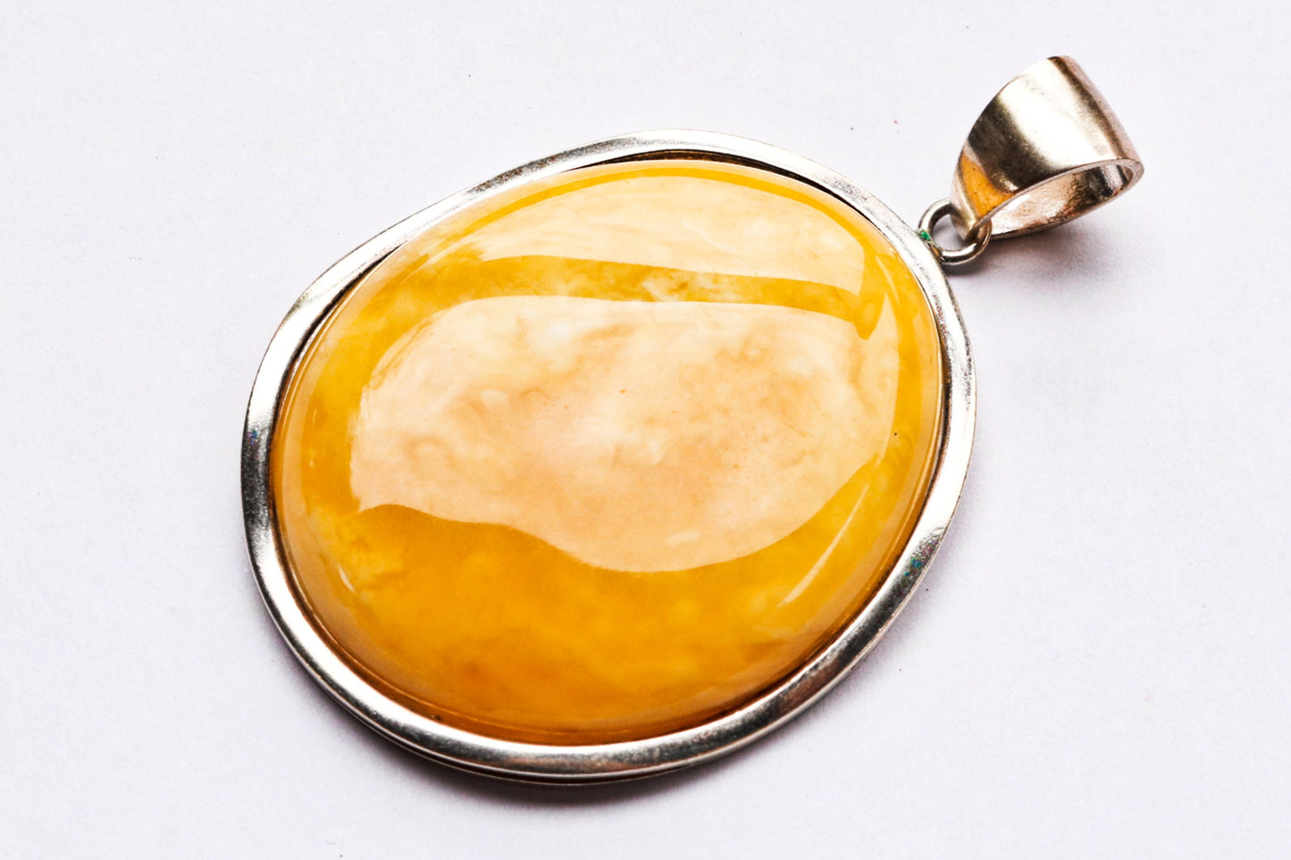 Baltic Amber Pendant Butterscotch Yolk Large Natural Untreated Unisex Jewelry 2.68" 22.4 gram 925 Silver