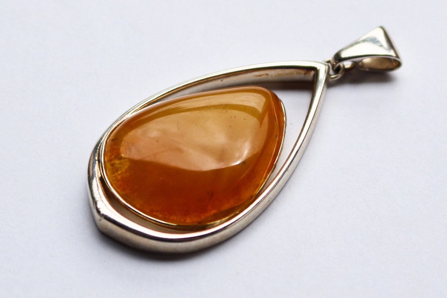 Baltic Amber Butterscotch Pendant Natural Untreated Teardrop Jewelry 2.35" 17.5 gram 925 Silver