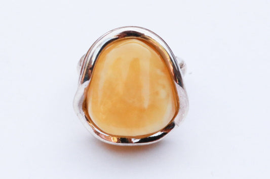 Baltic Amber Ring Butterscotch Adjustable Natural Untreated 925 silver 8.9 gram