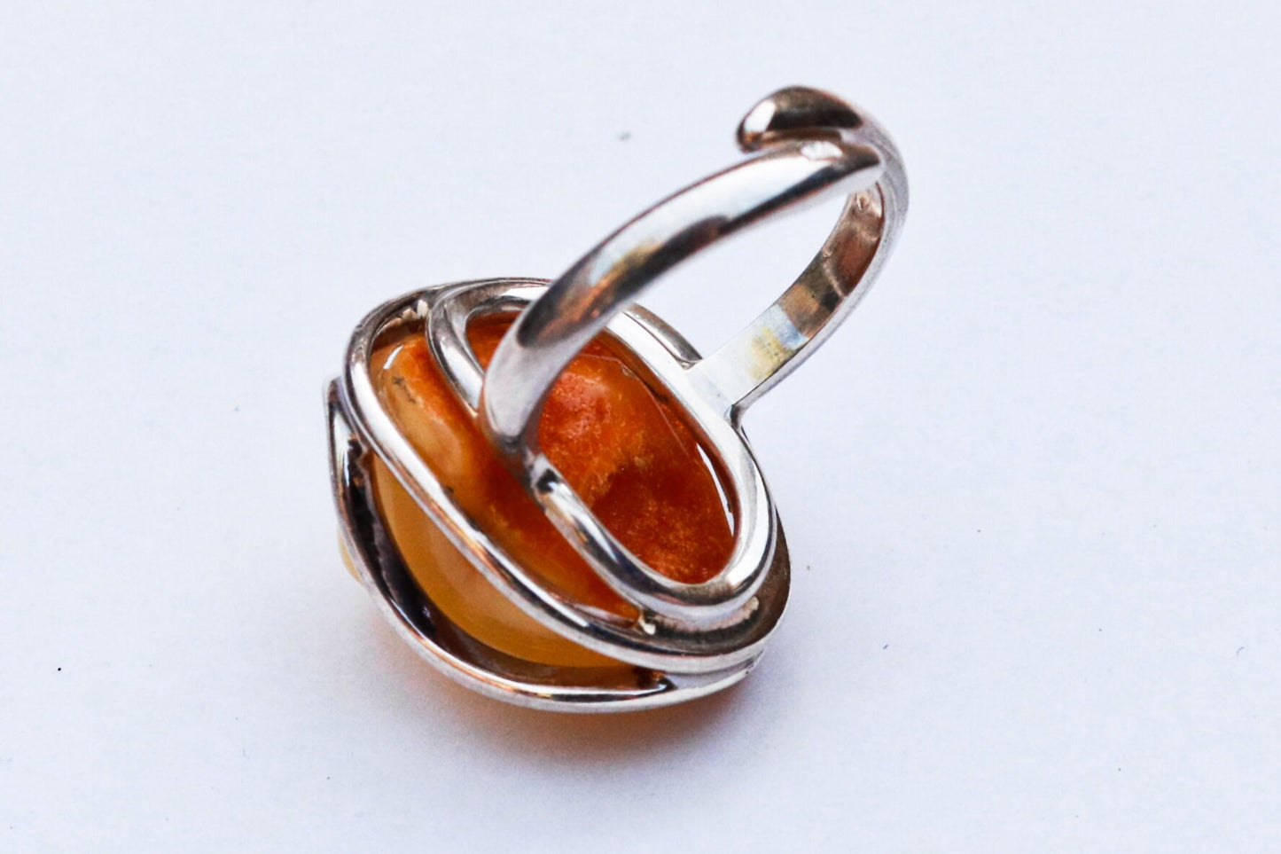 Baltic Amber Ring Butterscotch Adjustable Natural Untreated 925 silver 8.9 gram