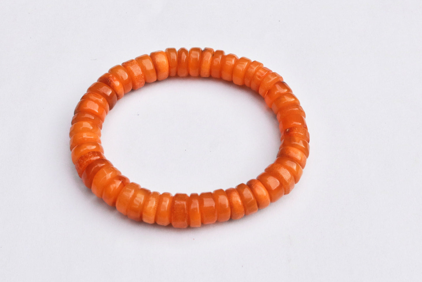 Baltic Amber Bracelet Yolk Butterscotch Antique Disc Beads Natural Unisex Jewelry 7.5" 12.7 gram