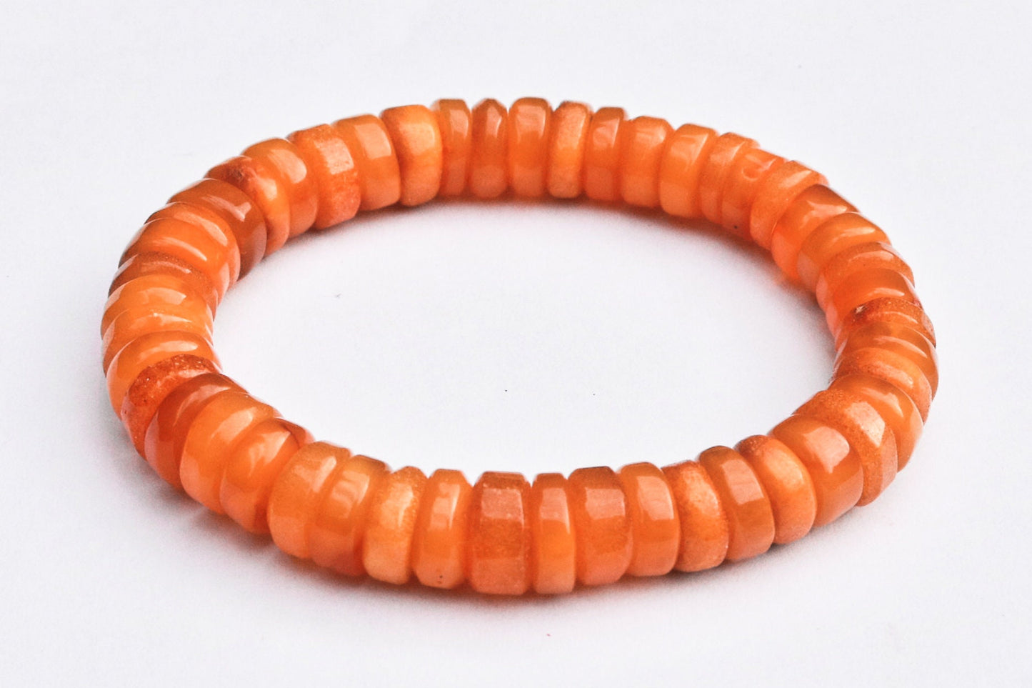 Baltic Amber Bracelet Yolk Butterscotch Antique Disc Beads Natural Unisex Jewelry 7.5" 12.7 gram