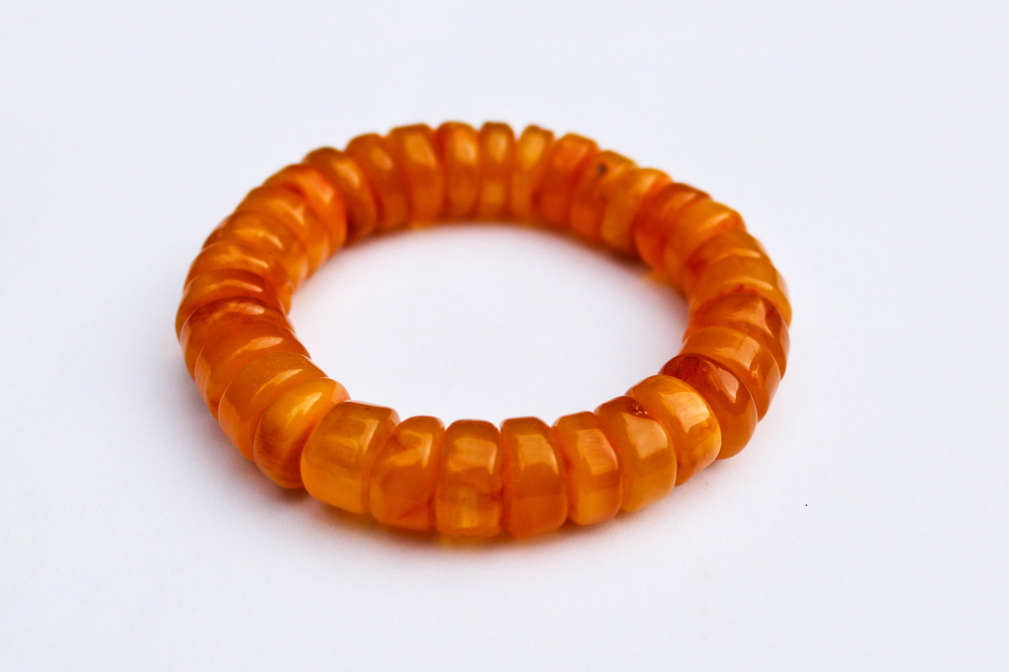 Baltic Amber Bracelet Yolk Antique Disc Beads Natural Untreated Unisex Jewelry 8" 28.7 gram