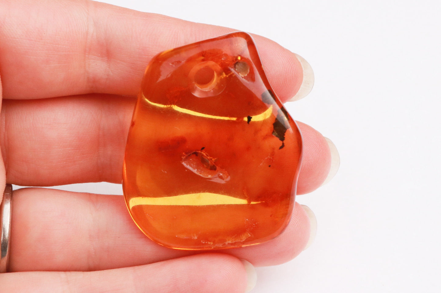 Baltic Amber Pendant Honey Pierced Natural Unisex Jewelry 1.65" 8.8 gram