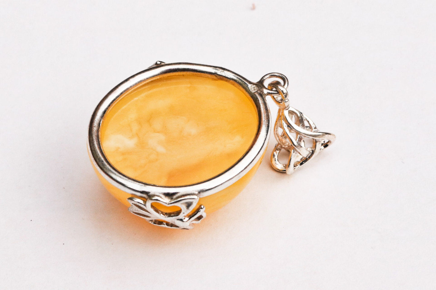 Baltic Amber Butterscotch Pendant Natural Untreated Jewelry 1.65" 7.6 gram 925 Silver