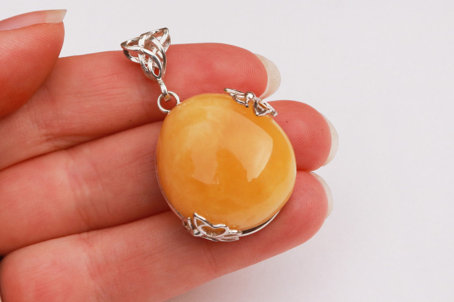 Baltic Amber Butterscotch Pendant Natural Untreated Jewelry 1.65" 7.6 gram 925 Silver