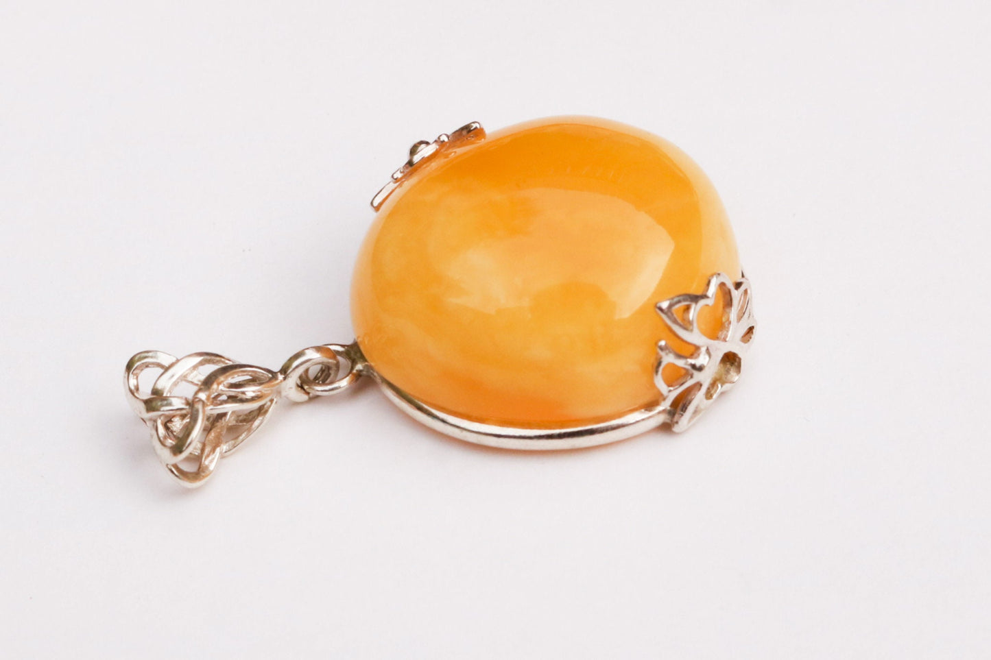 Baltic Amber Butterscotch Pendant Natural Untreated Jewelry 1.65" 7.6 gram 925 Silver