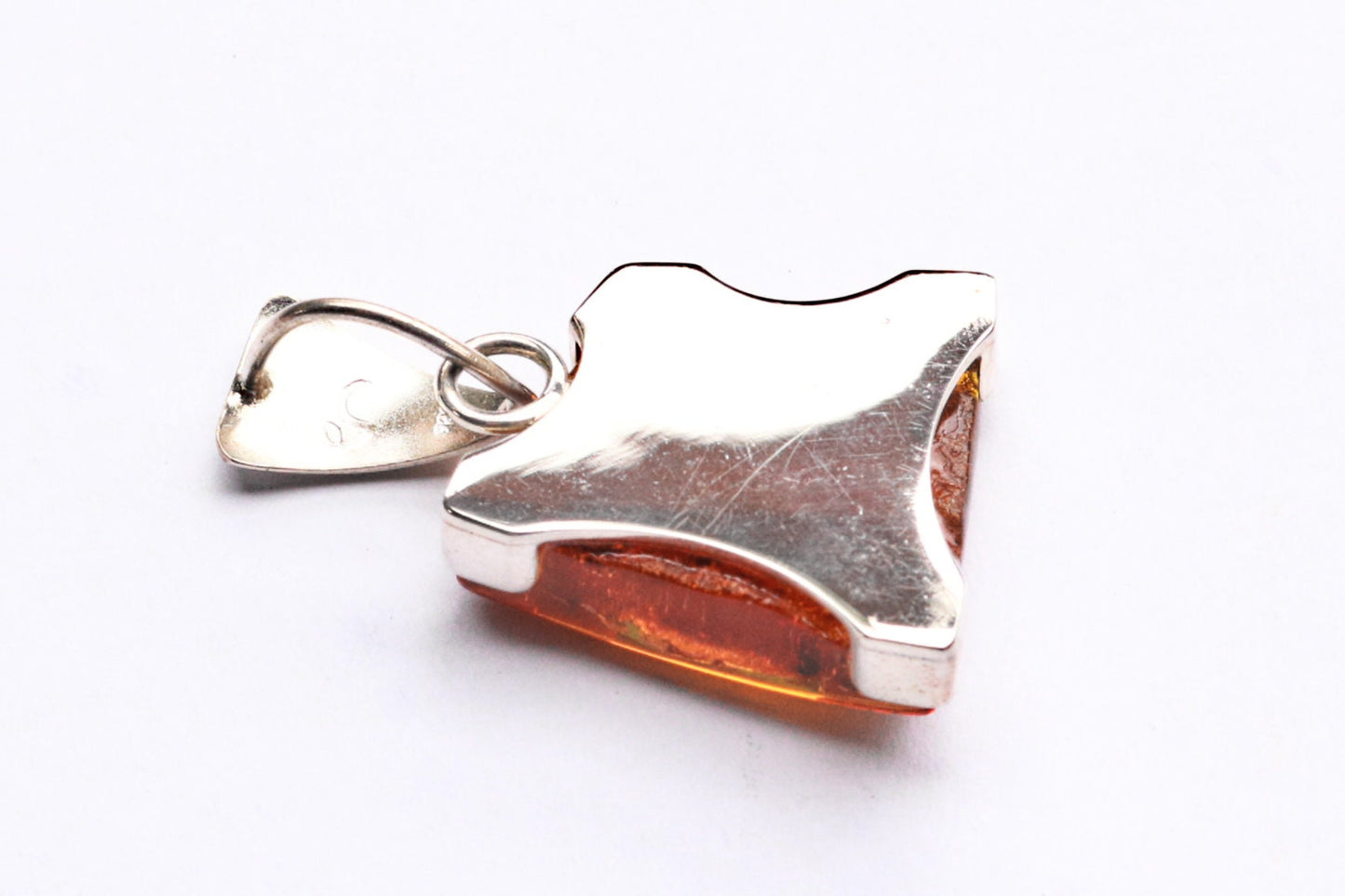 Baltic Amber Pendant Honey Natural Untreated Unisex 1.6″ 9 gram 925 Silver