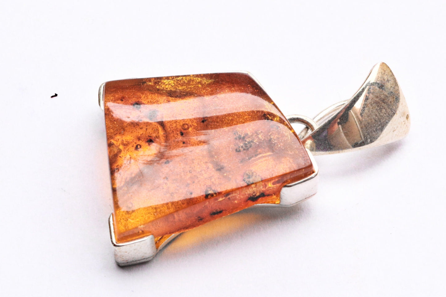 Baltic Amber Pendant Honey Natural Untreated Unisex 1.6″ 9 gram 925 Silver