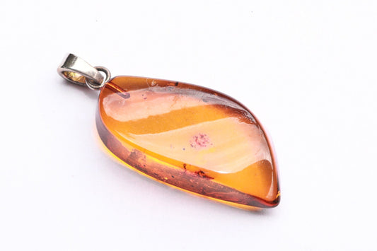 Baltic Amber Pendant Honey Carved Natural Untreated Unisex 1.57" 2.7 gram