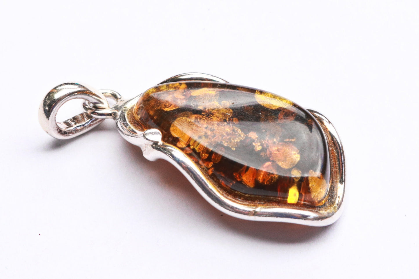 Baltic Amber Green Pendant Sparkling Unisex Jewelry 1.9" 7.8 gram 925 Silver