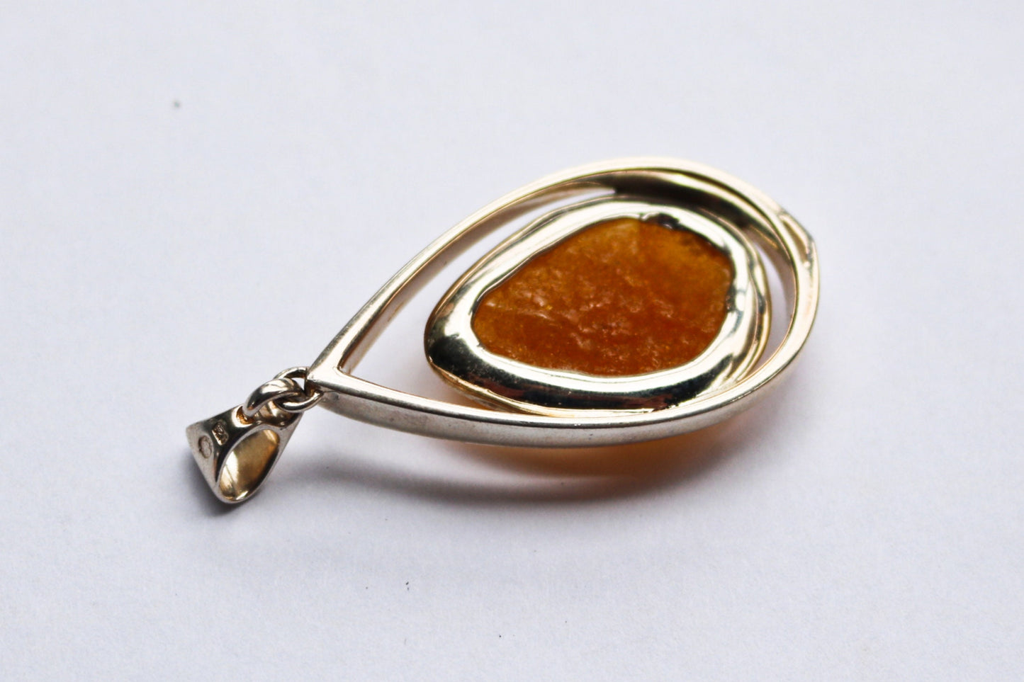 Baltic Amber Butterscotch Pendant Natural Untreated Teardrop Jewelry 2.35" 17.5 gram 925 Silver