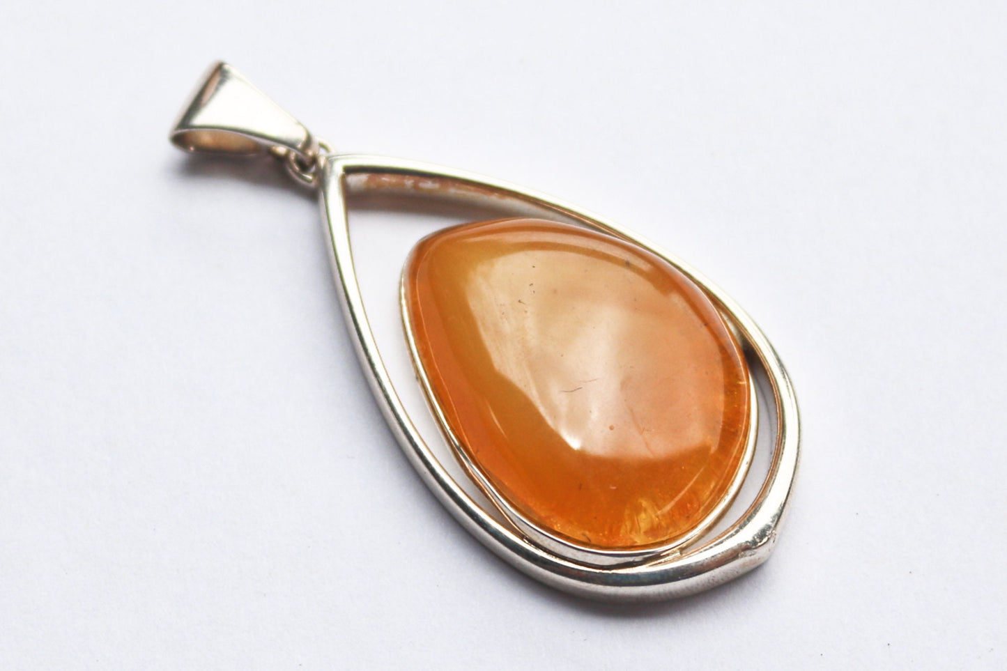 Baltic Amber Butterscotch Pendant Natural Untreated Teardrop Jewelry 2.35" 17.5 gram 925 Silver