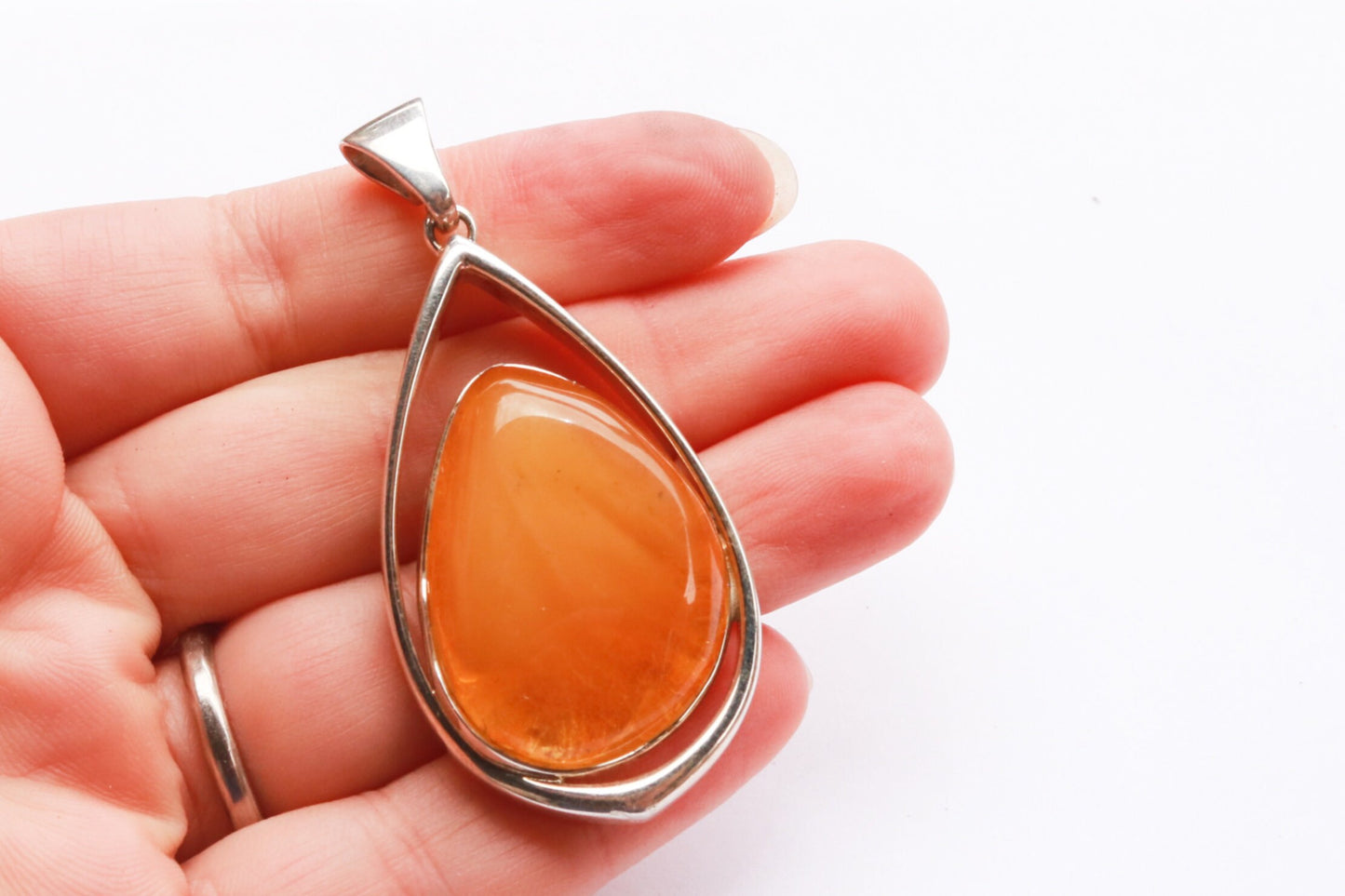 Baltic Amber Butterscotch Pendant Natural Untreated Teardrop Jewelry 2.35" 17.5 gram 925 Silver