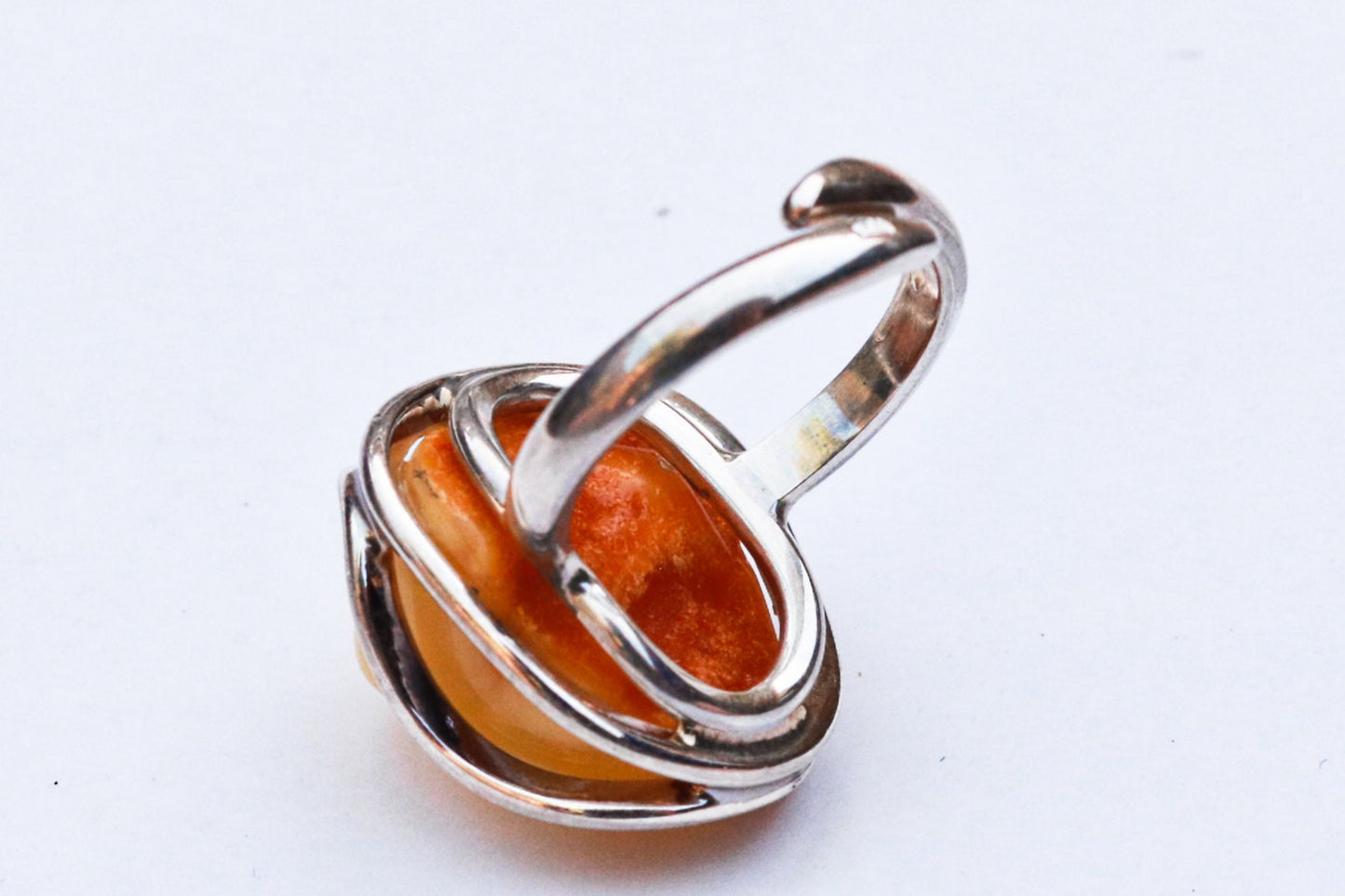 Baltic Amber Ring Butterscotch Adjustable Natural Untreated 925 silver 8.9 gram