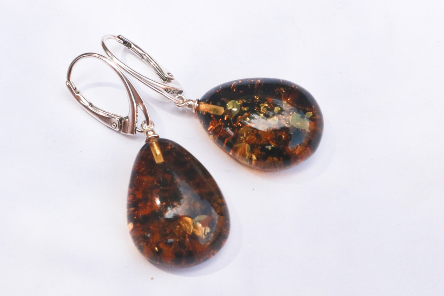 Baltic Amber Green Earrings Drops Sparkling 1.63" 5 gram