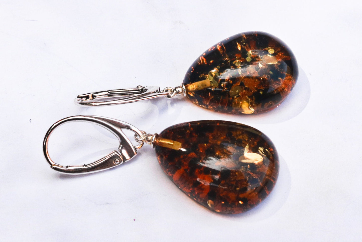 Baltic Amber Green Earrings Drops Sparkling 1.63" 5 gram