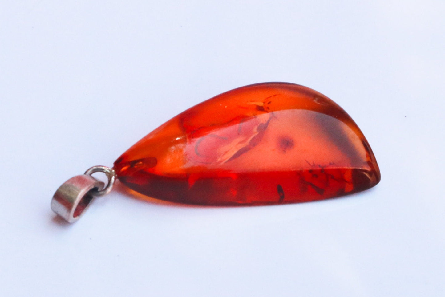 Baltic Amber Pendant Cognac Unisex Natural Jewelry 1.64″ 2.9 gram 925 Silver