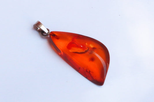 Baltic Amber Pendant Cognac Unisex Natural Jewelry 1.64″ 2.9 gram 925 Silver