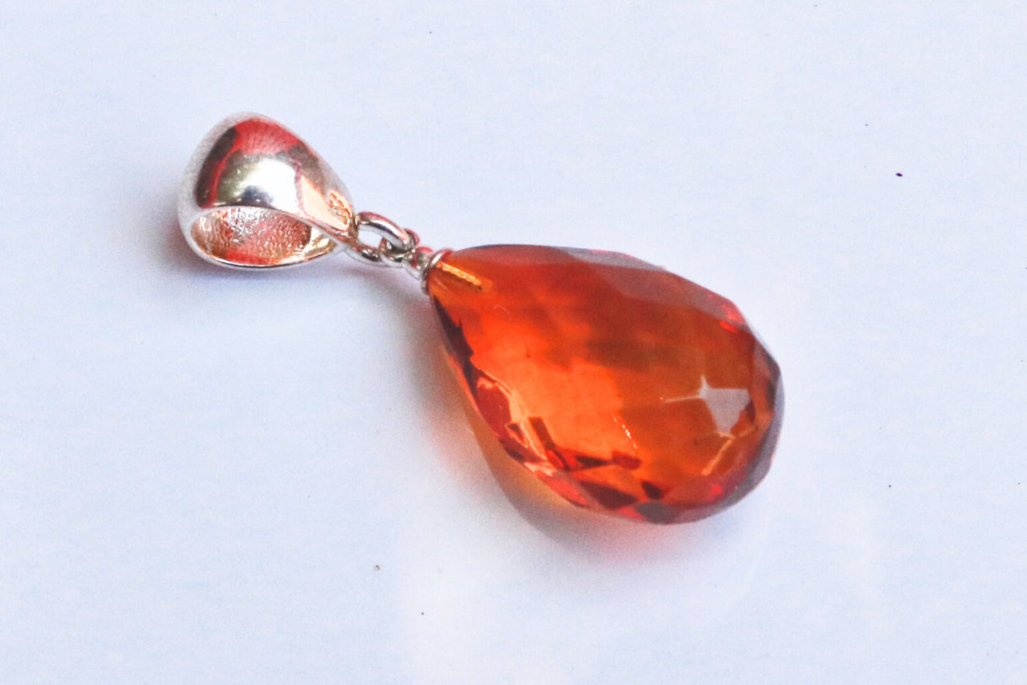 Baltic Amber Pendant Honey Natural Untreated Unisex Jewelry 1.37" 2.8 gram 925 Silver