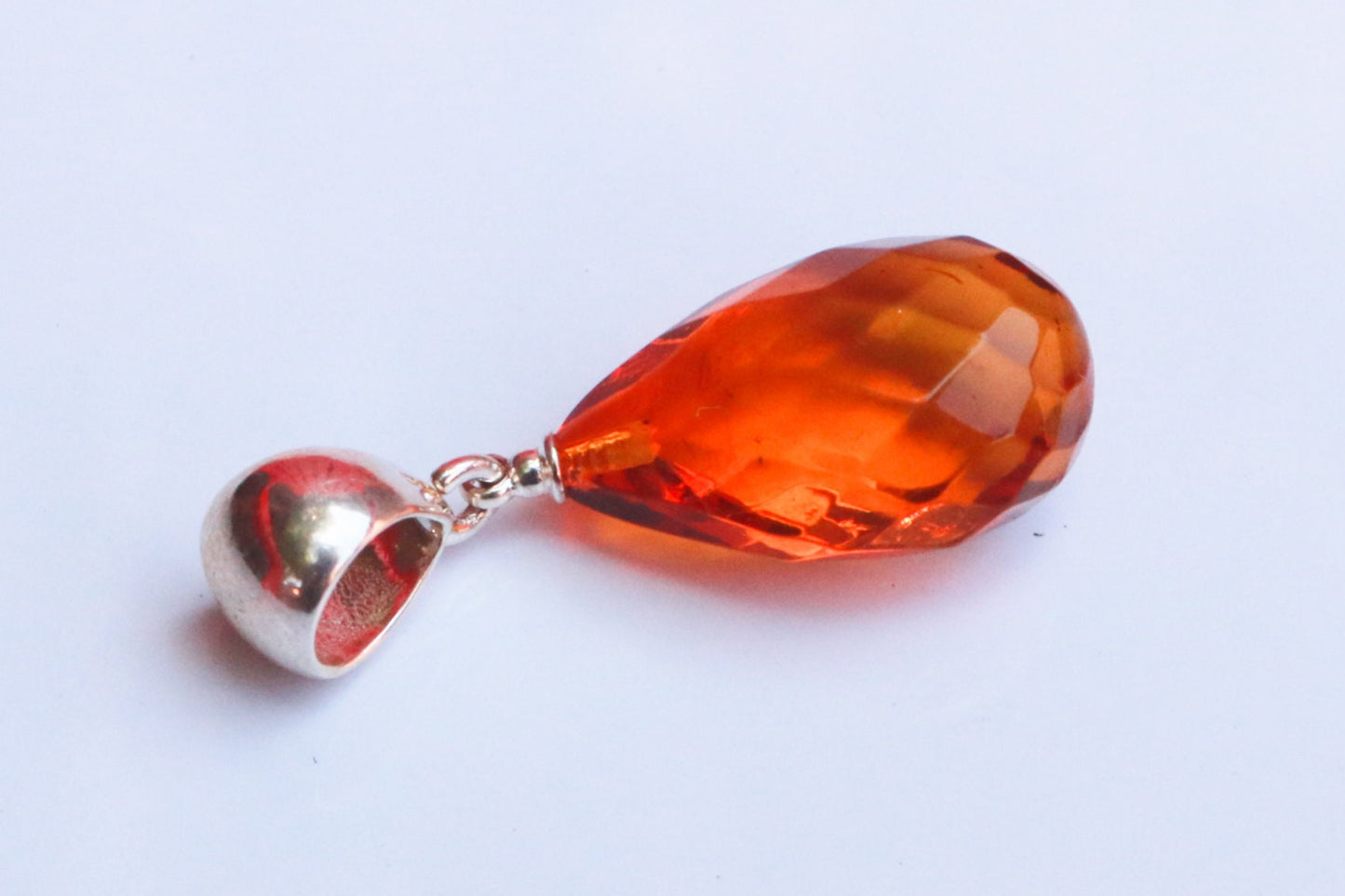 Baltic Amber Pendant Honey Natural Untreated Unisex Jewelry 1.37" 2.8 gram 925 Silver