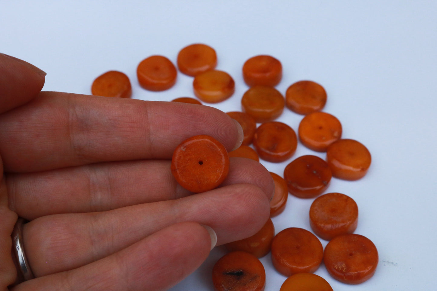 Baltic Amber Caramel Antique Beads Disc Loose Natural 1 mm core