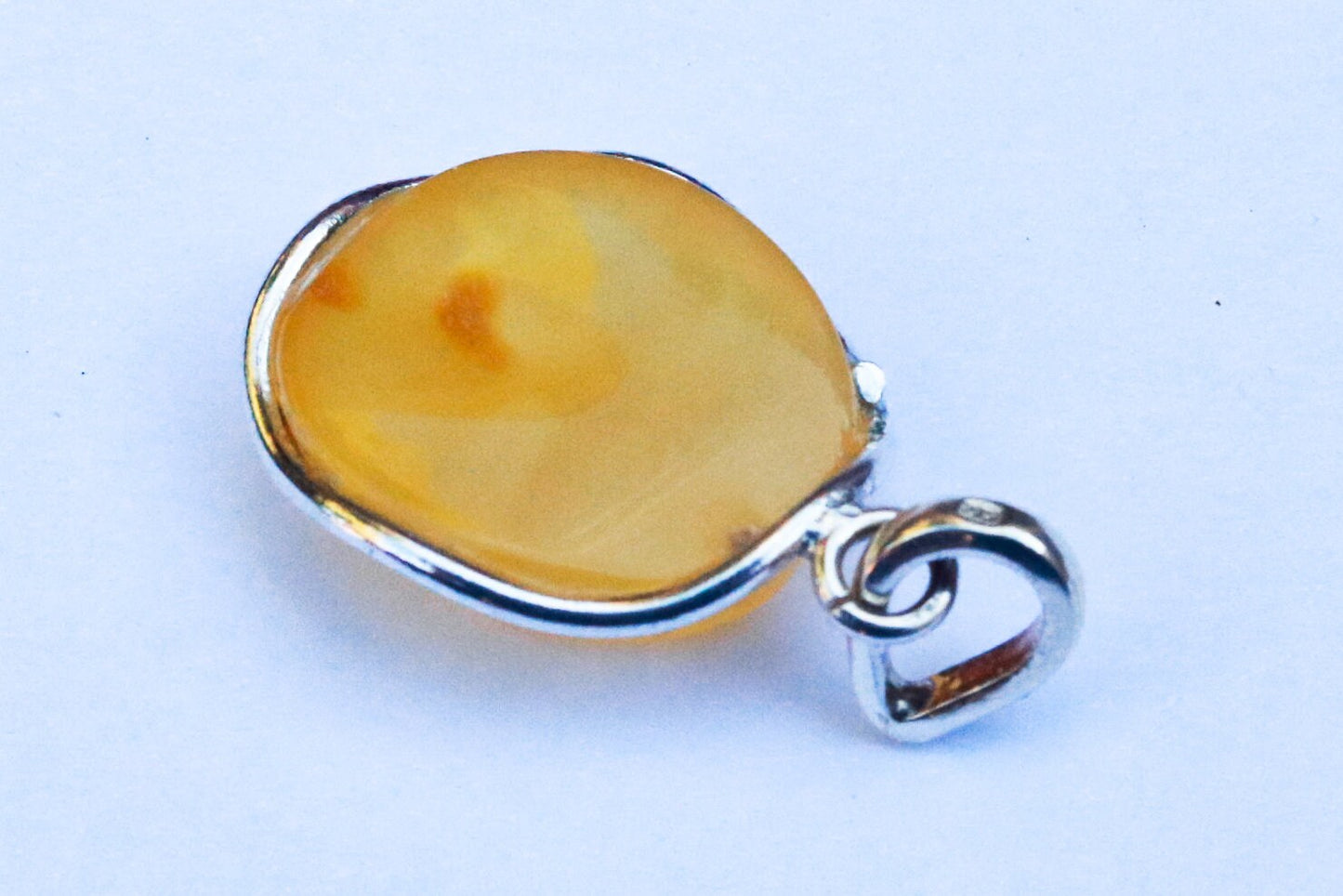 Baltic Amber Butterscotch Pendant Yellow Natural Cloudy 1.69″ 6.7 gram 925 Silver