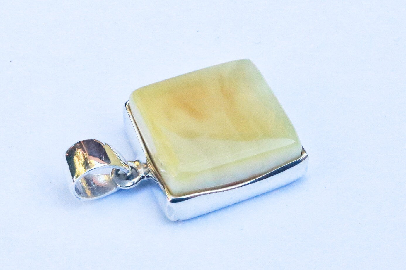 Baltic Amber Pendant Butterscotch Square Natural Untreated Healing Unisex 1.34" 9.2 gram