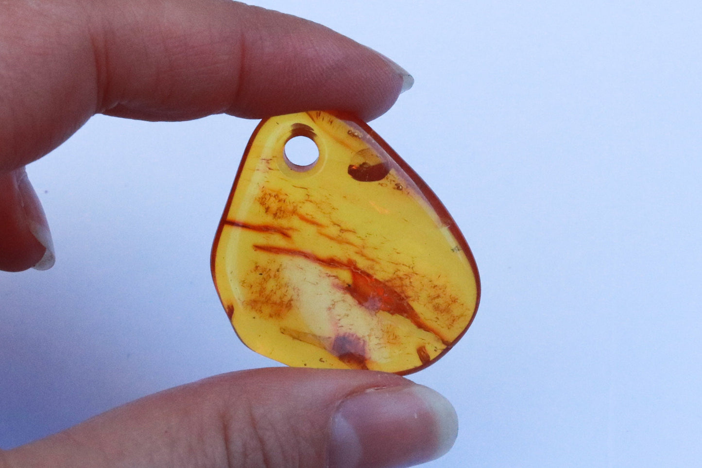 Baltic Amber Honey Pendant Pierced Natural Untreated Unisex 1.54" 5.1 gram