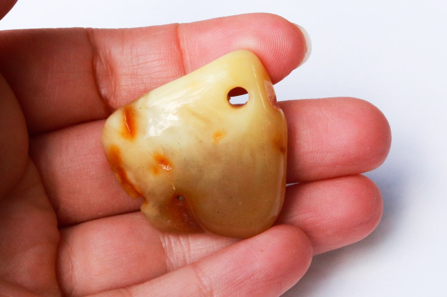 Baltic Amber Butterscotch Pendant Pierced Natural Untreated Unisex Chunky 1.49" 7.1 gram