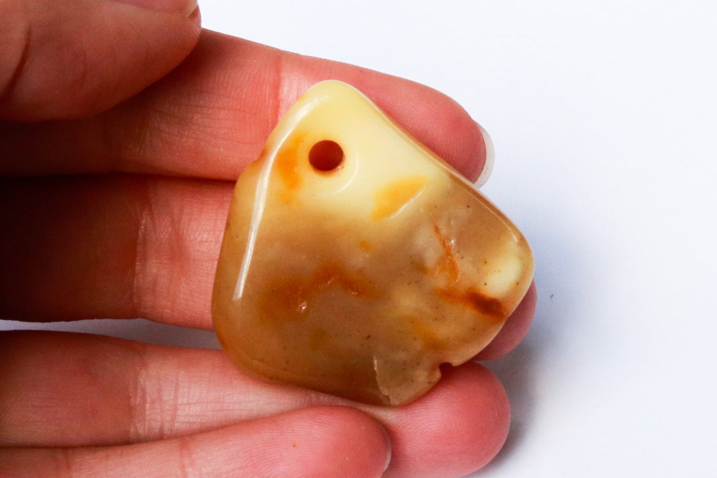 Baltic Amber Butterscotch Pendant Pierced Natural Untreated Unisex Chunky 1.49" 7.1 gram