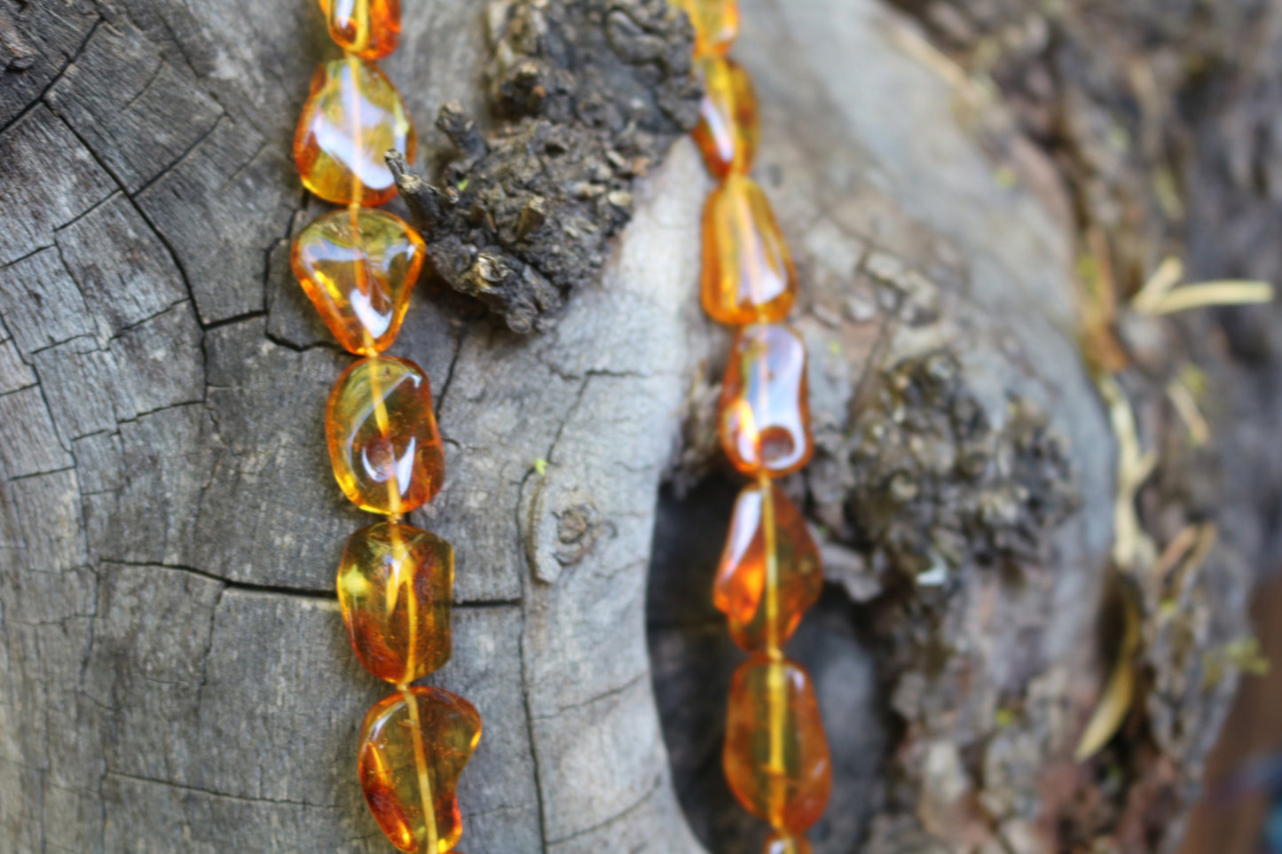 Baltic Amber Necklace Honey Sparkling Natural Beaded Jewelry 23.8" 37.8 gram