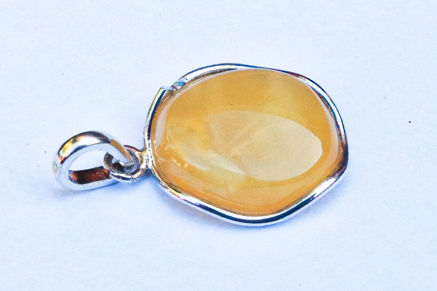 Baltic Amber Butterscotch Pendant Yellow Natural Cloudy 1.69″ 6.7 gram 925 Silver