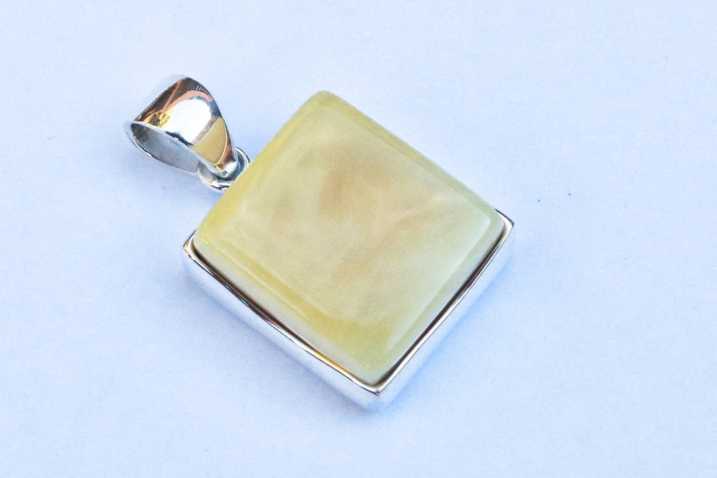 Baltic Amber Pendant Butterscotch Square Natural Untreated Healing Unisex 1.34" 9.2 gram