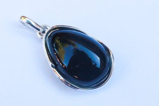 Baltic Amber Pendant Cherry Drop Natural Untreated Unisex Jewelry 1.93" 14.1 gram 925 Silver