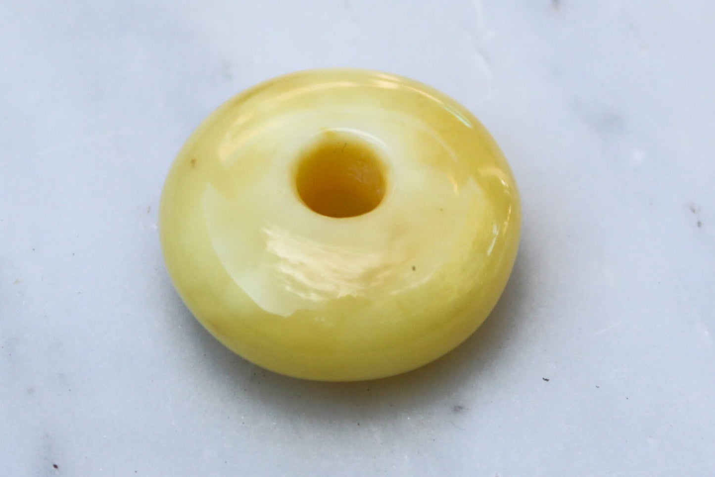 Baltic Amber Donut Butterscotch Pendant Hand Carved Unisex Natural 1.25" 8 gram