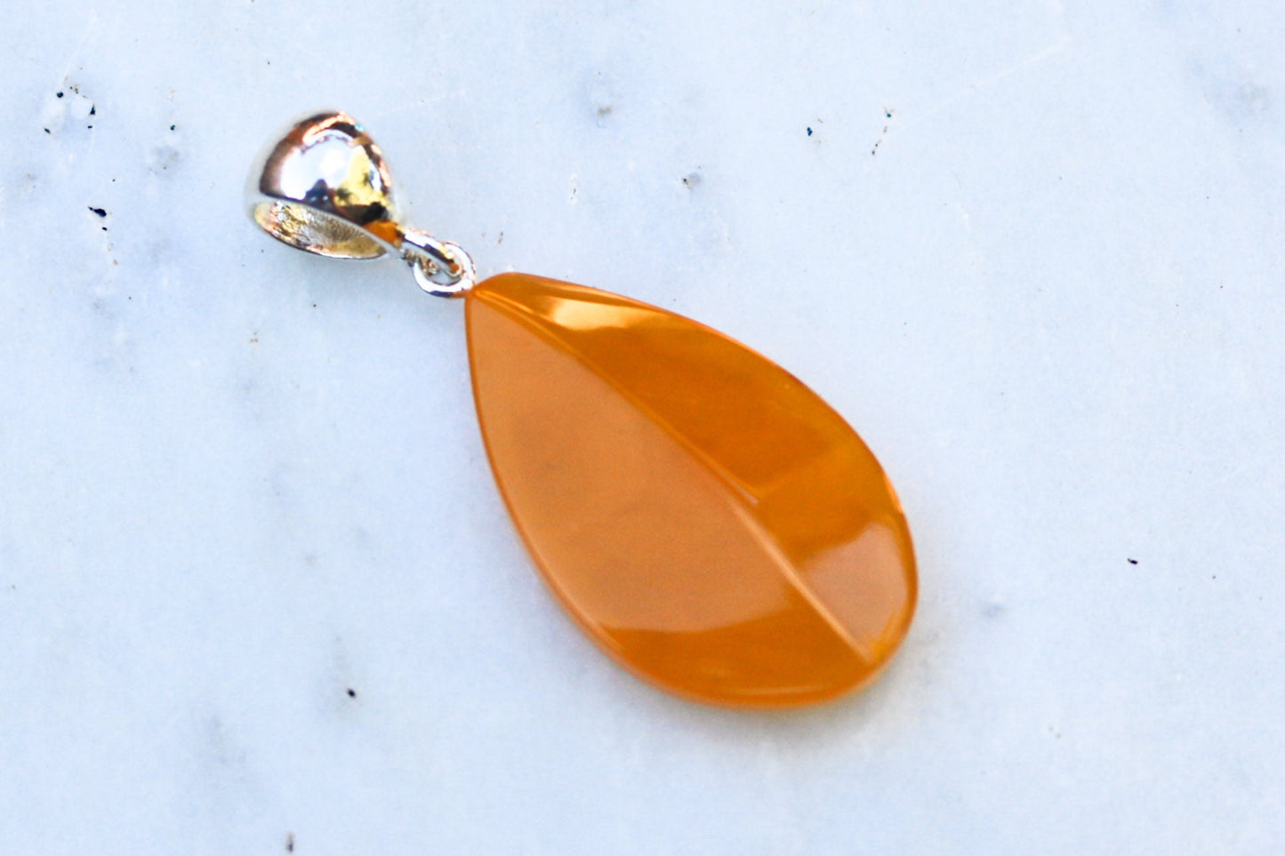 Baltic Amber Pendant Antique Faceted Drop Caramel Unisex Jewelry Natural 1.82" 3.2 gram 925 Silver