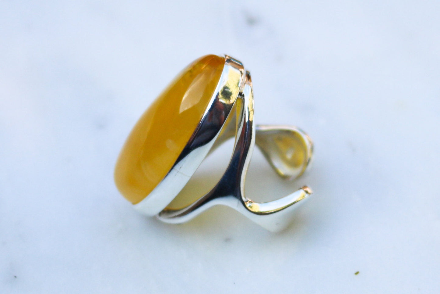 Baltic Amber Ring Butterscotch Yellow Cloudy Adjustable Natural Untreated 925 Silver 15 gram