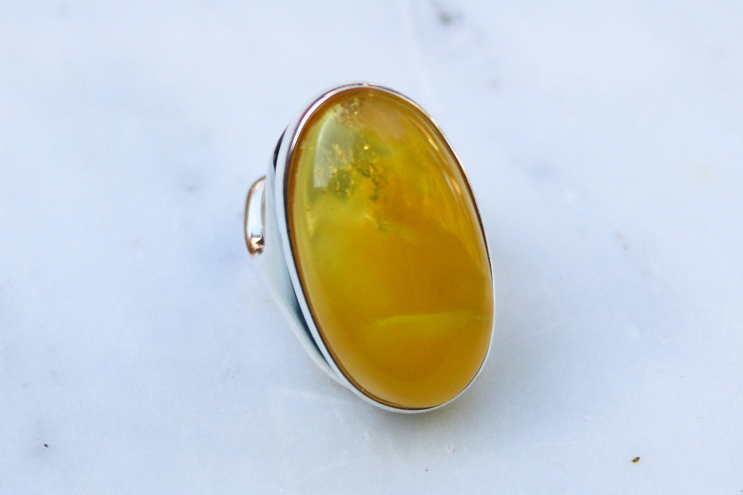 Baltic Amber Ring Butterscotch Yellow Cloudy Adjustable Natural Untreated 925 Silver 15 gram