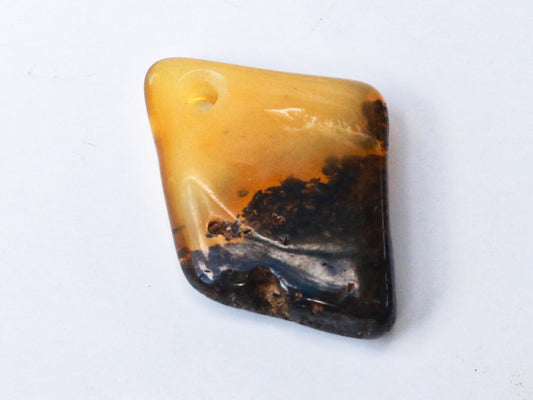 Baltic Amber Pendant Butterscotch Yellow Grey Inclusions Cloudy Pierced Natural Untreated Unisex Chunky 1.97" 8.5 gram