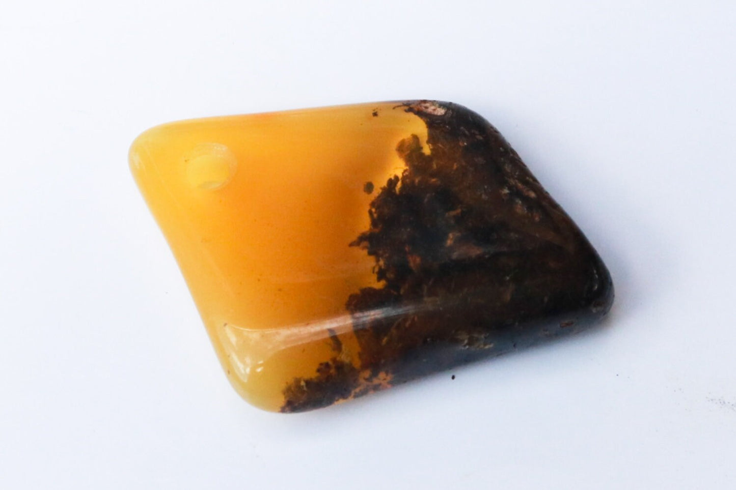 Baltic Amber Pendant Butterscotch Yellow Grey Inclusions Cloudy Pierced Natural Untreated Unisex Chunky 1.97" 8.5 gram