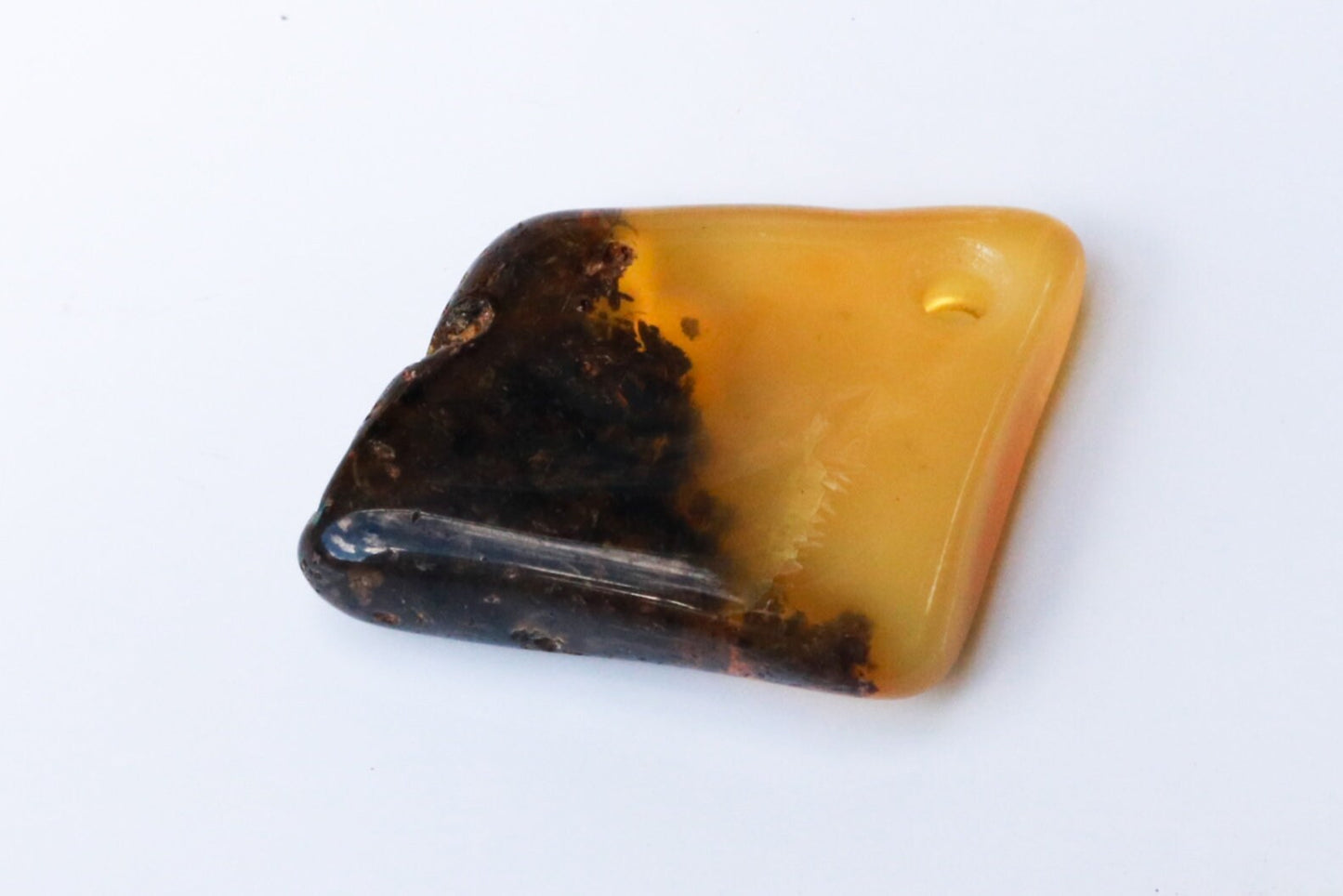 Baltic Amber Pendant Butterscotch Yellow Grey Inclusions Cloudy Pierced Natural Untreated Unisex Chunky 1.97" 8.5 gram