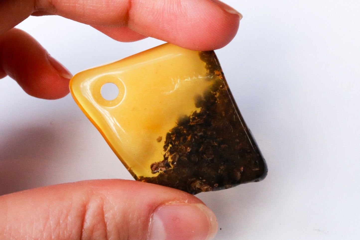 Baltic Amber Pendant Butterscotch Yellow Grey Inclusions Cloudy Pierced Natural Untreated Unisex Chunky 1.97" 8.5 gram