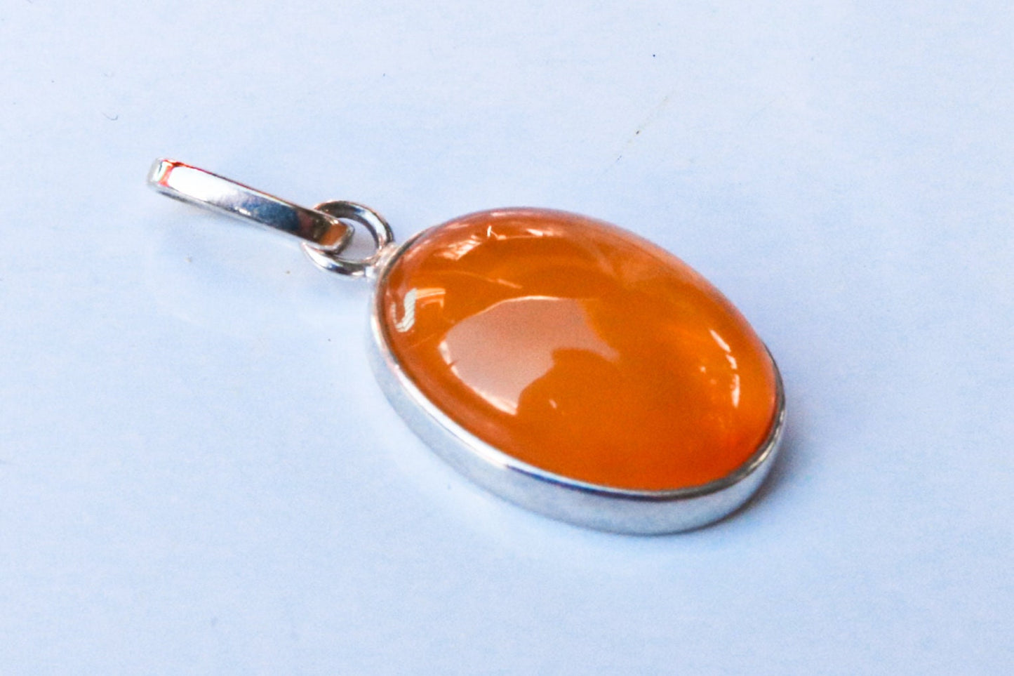 Baltic Amber Pendant Cloudy Honey Oval Unisex 1.32" 2.9 gram 925 Silver