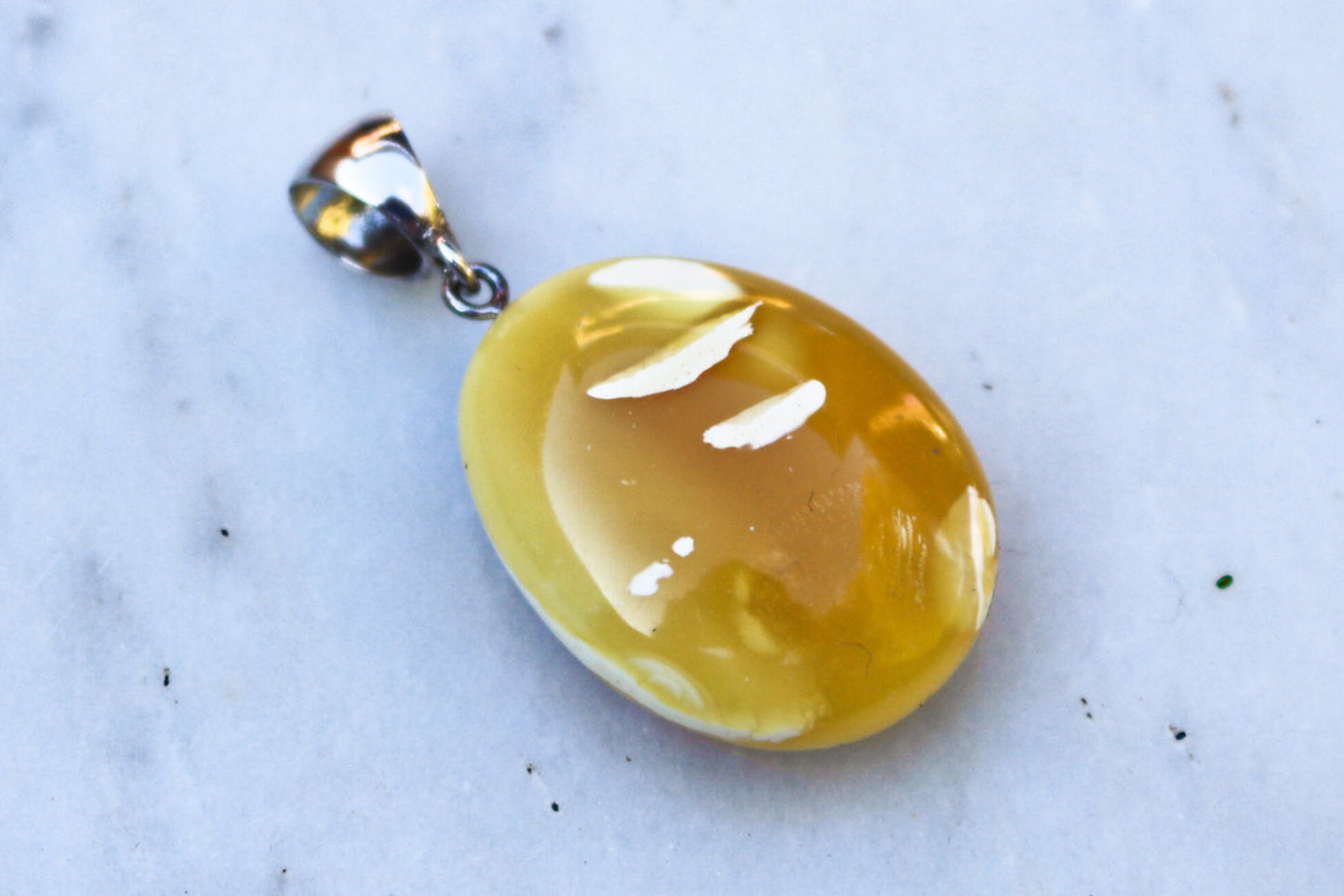 Baltic Amber Butterscotch Pendant Milky Natural Untreated Unisex 1.77" 7 gram 925 Silver