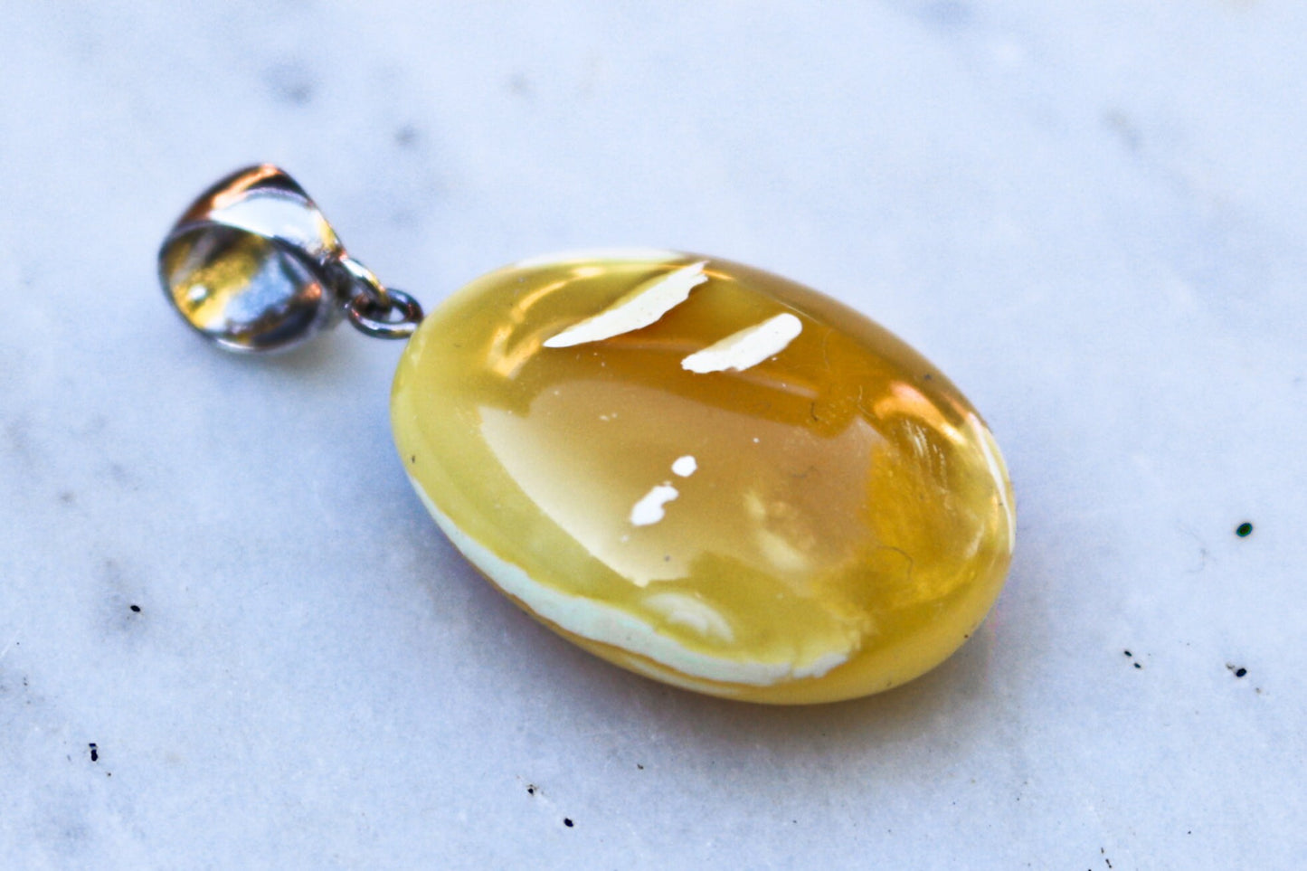 Baltic Amber Butterscotch Pendant Milky Natural Untreated Unisex 1.77" 7 gram 925 Silver