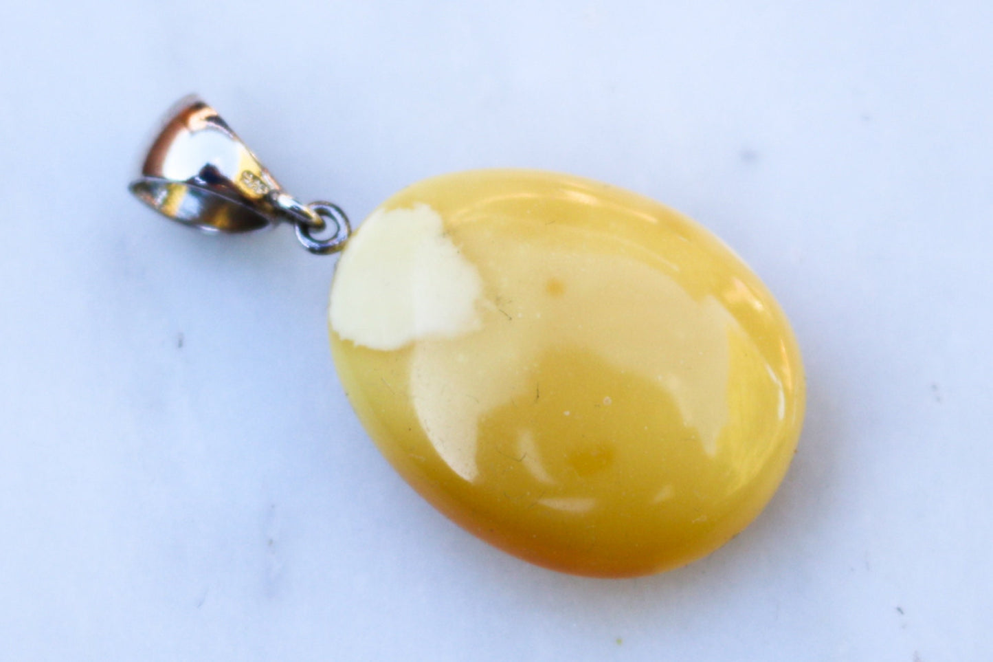 Baltic Amber Butterscotch Pendant Milky Natural Untreated Unisex 1.77" 7 gram 925 Silver