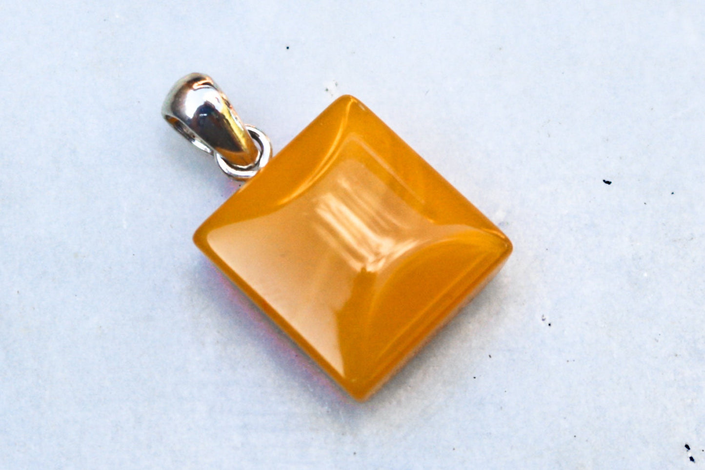 Baltic Amber Butterscotch Pendant Natural Untreated Square Unisex Jewelry 0.98" 2 gram 925 Silver