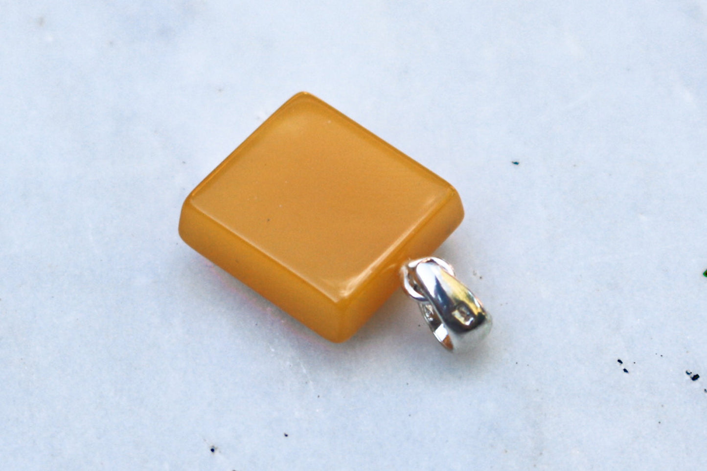 Baltic Amber Butterscotch Pendant Natural Untreated Square Unisex Jewelry 0.98" 2 gram 925 Silver